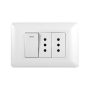 TOMACORRIENTE DOBLE 10A 250V + INTERRUPTOR SIMPLE 9/12 10A 250 BLANCO 10PC