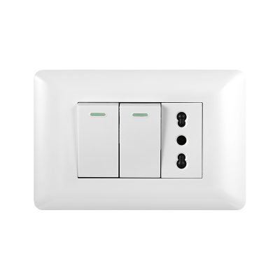 TOMACORRIENTE SIMPLE 10/16A 250V+INTERRUPTOR DOBLE 9/12 10A BLANCO 10PC