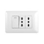 TOMACORRIENTE DOBLE 10/16A 250V+INTERRUPTOR SIMPLE 9/12 10A BLANCO 10PC