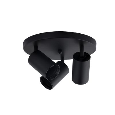 FOCO PORTA GU10*3 BASE REDONDO NEGRO