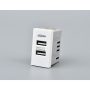 MODULO DOBLE USB MET 250V BLANCO 20PC