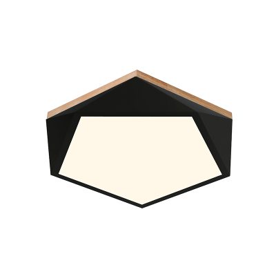 LAMPARA LED HEXAGONO 400MM SOBREPUESTO NEGRO CON MADERA 72W