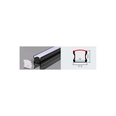 PERFIL 2M 1714 SOBREPUESTO ALTO COLOR NEGRO 0.6MM 100PC 2 AÑOS GARANTÍA