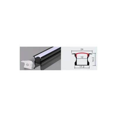 PERFIL 2M 1714A EMBUTIDO ALTO COLOR NEGRO 0.6MM 100PC 2 AÑOS GARANTÍA